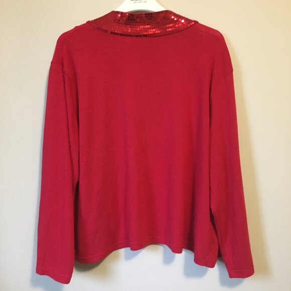 NWT Apple Red Sequin Trimmed Open Cardigan - Picture 2 of 13